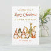  Gnomes Sneeuwvlokken Kerst Feestdagenkaart (Staand voorkant)