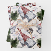 Gnomes Snowflakes Festive Nordic Kerstmis Pattern Inpakpapier Vel (In situ)