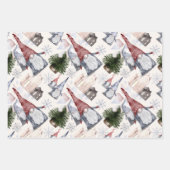 Gnomes Snowflakes Festive Nordic Kerstmis Pattern Inpakpapier Vel (Voorkant)