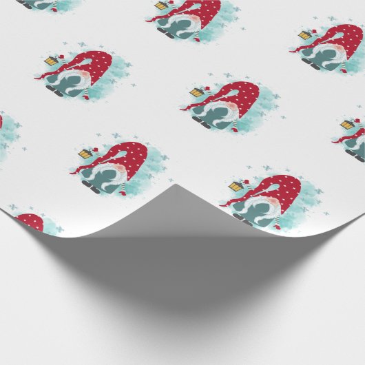 Gnomes Snowflakes Merry Kerstry Cadeaupapier (Hoek)