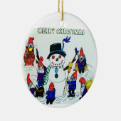 GNOMES SNOWMAN, CHRISTMAS-versiering Keramisch Ornament (Rechts)