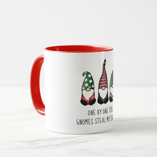 Gnomes Steal My Sanity Funny Gezegde voor Kerstmis Mok (Voorkant links)