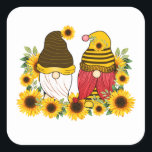 Gnomes Sunflower Classic Vierkante Sticker<br><div class="desc">Gnomes Sunflower Classic Square Sticker Klassiek Collectie.</div>