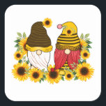 Gnomes Sunflower Classic Vierkante Sticker<br><div class="desc">Gnomes Sunflower Classic Square Sticker Klassiek Collectie.</div>