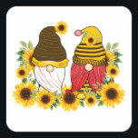 Gnomes Sunflower Classic Vierkante Sticker<br><div class="desc">Gnomes Sunflower Classic Square Sticker Klassiek Collectie.</div>