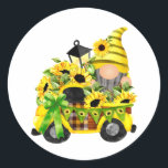 Gnomes Sunflower Truck Classic Round Sticker<br><div class="desc">Gnomes Sunflower Truck Classic Round Sticker Classic Collectie.</div>