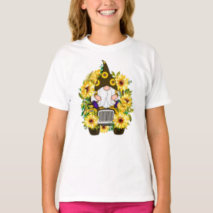 Gnomes Sunflower Truck Girl T-shirt