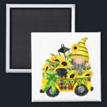 Gnomes Sunflower Truck Square Magneet<br><div class="desc">Gnomes Sunflower Truck Gift Square Magnet Classic Collectie.</div>