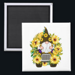 Gnomes Sunflower Truck Square Magnet<br><div class="desc">Gnomes Sunflower Truck Gift Square Magnet Classic Collectie.</div>