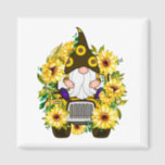 Gnomes Sunflower Truck Square Magnet<br><div class="desc">Gnomes Sunflower Truck Gift Square Magnet Classic Collectie.</div>