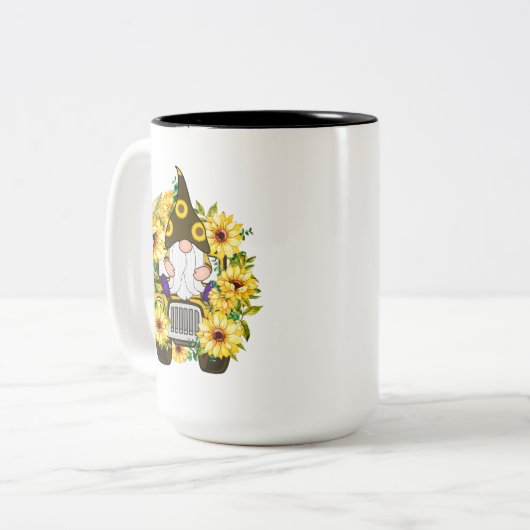 Gnomes Sunflower Truck Two-Tone Coffee Mok (Voorkant links)