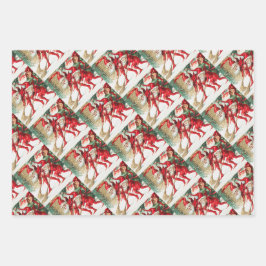 Gnomes sweeping snow with a broom inpakpapier vel