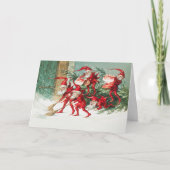 Gnomes sweeping snow with a broom kaart (Voorkant)