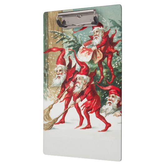 Gnomes sweeping snow with a broom klembord (Links)