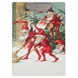 Gnomes sweeping snow with a broom klembord