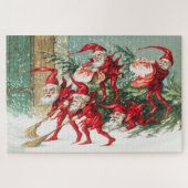 Gnomes sweeping snow with a broom legpuzzel (Horizontaal)