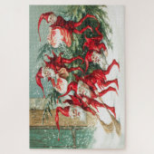 Gnomes sweeping snow with a broom legpuzzel (Verticaal)