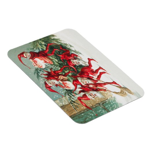 Gnomes sweeping snow with a broom magneet (Rechterzijde)