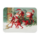 Gnomes sweeping snow with a broom magneet (Horizontaal)
