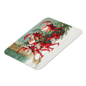 Gnomes sweeping snow with a broom magneet (Linkerzijde)