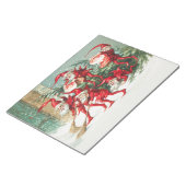 Gnomes sweeping snow with a broom notitieblok (Schuin)