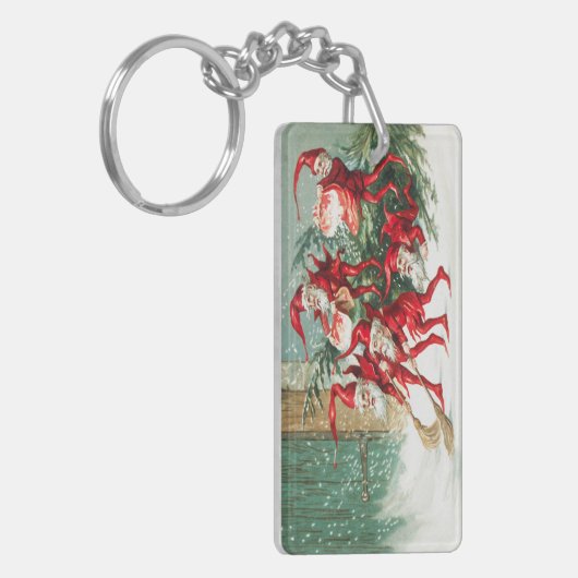 Gnomes sweeping snow with a broom sleutelhanger (Voorkant Links)