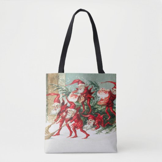 Gnomes sweeping snow with a broom tote bag (Voorkant)