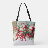 Gnomes sweeping snow with a broom tote bag (Achterkant)