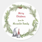 Gnomes Vrolijk Kerstfeest Schattige Scandinavisch Ronde Sticker (Voorkant)
