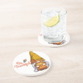 Gnomes vrouw geeft bedankt zandsteen onderzetter (Zijkant)