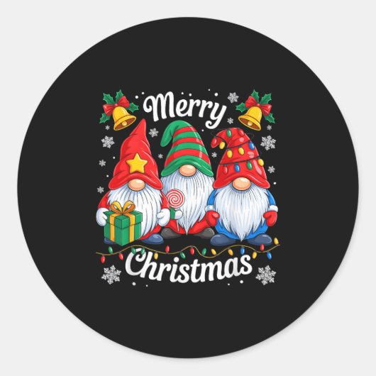 Gnomes Xmas Funny Merry Christmas Gnomes Men Women Ronde Sticker (Voorkant)