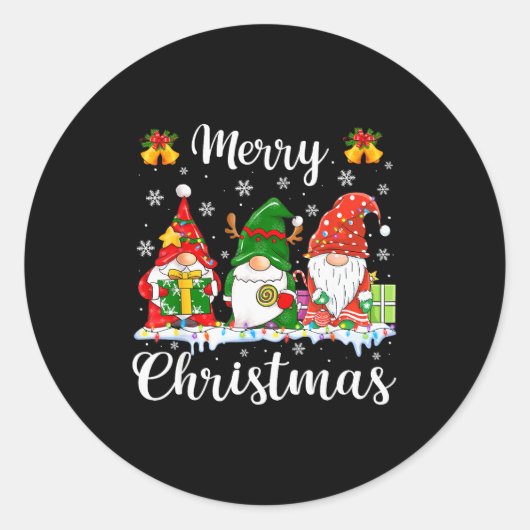Gnomes Xmas Shirts Merry Christmas Men Women Kids  Ronde Sticker (Voorkant)