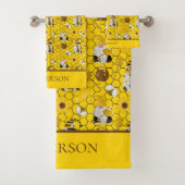 Gnomes Yellow Sunflower Bees Honey Monogrammed Bad Handdoek (Insitu)
