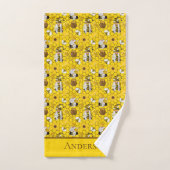 Gnomes Yellow Sunflower Bees Honey Monogrammed Bad Handdoek (Handdoek)