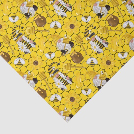 Gnomes Yellow Sunflower bijen Honing Tissuepapier (Detail)