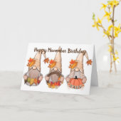 GNOMES ZEGGEN "HAPPY NOVEMBER BIRTHDAY" KAART (Gele Bloem)