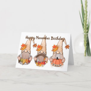 GNOMES ZEGGEN "HAPPY NOVEMBER BIRTHDAY" KAART
