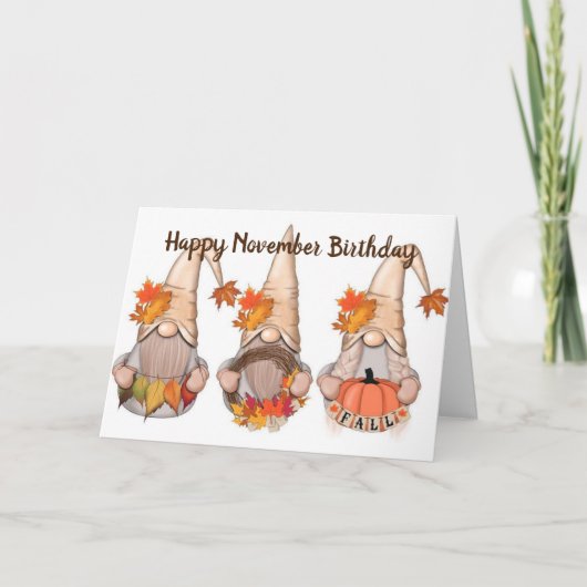 GNOMES ZEGGEN "HAPPY NOVEMBER BIRTHDAY" KAART (Voorkant)