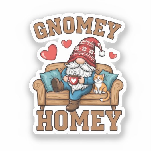 Gnomey homey gnome thuis ontwerp sticker (Voorkant)