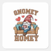 Gnomey homey gnome thuis ontwerp vierkante sticker (Voorkant)