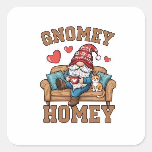 Gnomey homey gnome thuis ontwerp vierkante sticker (Voorkant)