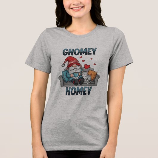 Gnomey homey gnoom thuis Tri-Blend shirt (Voorkant)