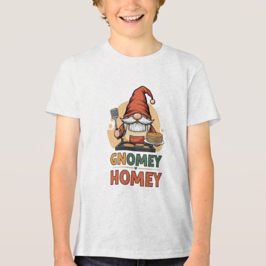 Gnomey homey pannenkoeken ontwerp Tri-Blend shirt (Voorkant)