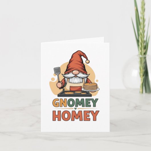 Gnomey huiselijke pannenkoeken ontwerp feestdagen kaart (Voorkant)