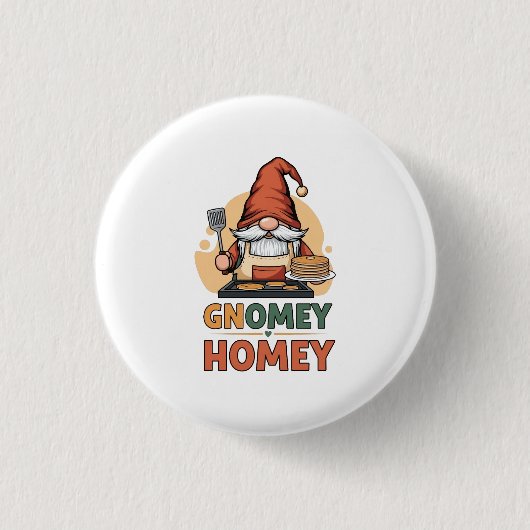 Gnomey huiselijke pannenkoeken ontwerp ronde button 3,2 cm (Voorkant)
