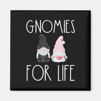 Gnomies for Life Funny Wedding Gnome Bride Groom Magneet