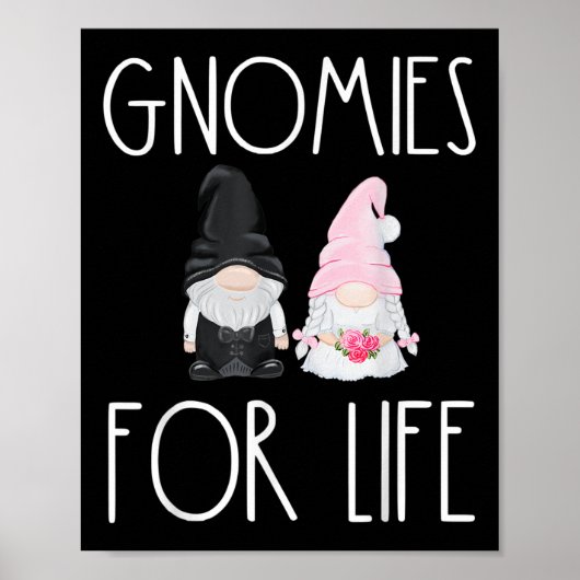 Gnomies for Life Funny Wedding Gnome Bride Groom Poster (Voorkant)