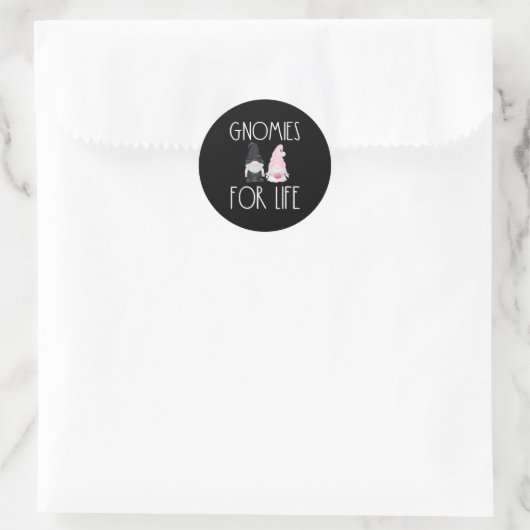 Gnomies for Life Funny Wedding Gnome Bride Groom Ronde Sticker (Tas)