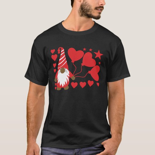 Gnomies Lovers Design Big Red Heart Valentines Day T-shirt (Voorkant)