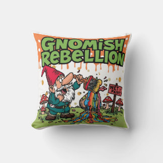 "Gnomish Rebellion" Funny Mischievous Garden Gnome Kussen